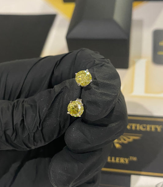 YELLOW MOISSANITE EARRINGS (Passes The Diamond Tester)