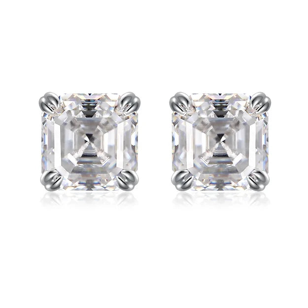 Asscher Cut Diamond Earrings (Passes The Diamond Tester)