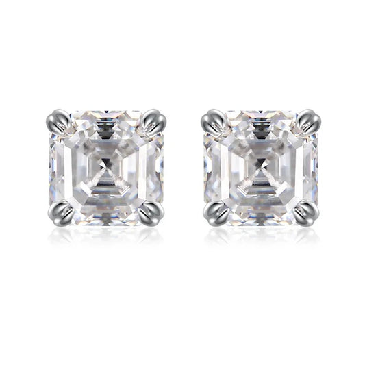 Asscher Cut Diamond Earrings (Passes The Diamond Tester)