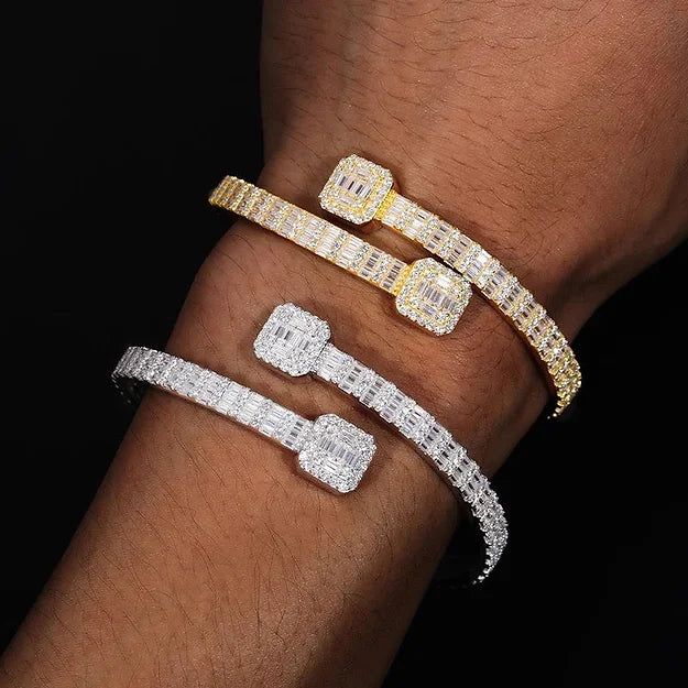 BAGUETTE BANGLE BRACELET (Passes Diamond Tester)