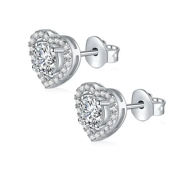 Heart Moissanite Diamond Earrings (Passes The Diamond Tester)