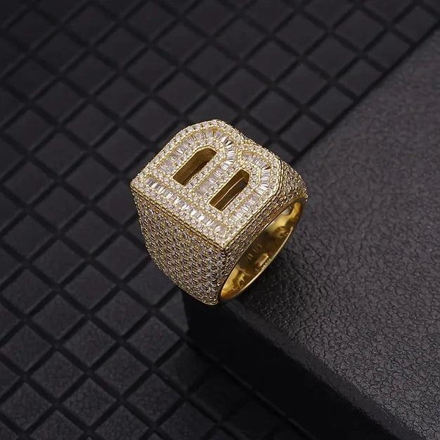 Baguette Letter/ Number Diamond Ring (Passes the Diamond Tester)