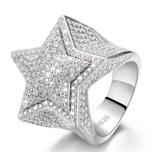 Iced Star Ring (Passes The Diamond Tester)