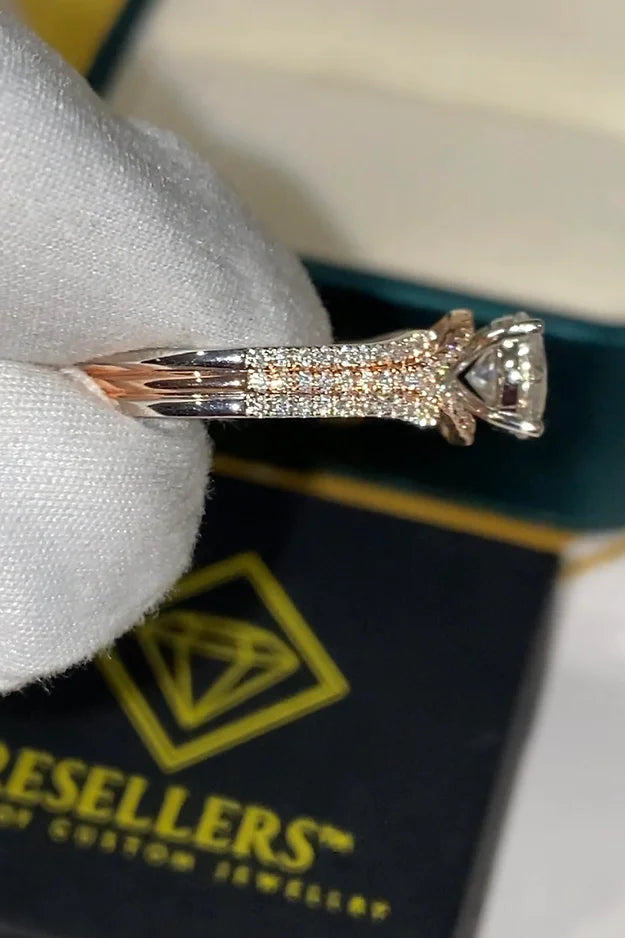 Two Tone Rose and White Gold Ring (Passes the Diamond Tester)