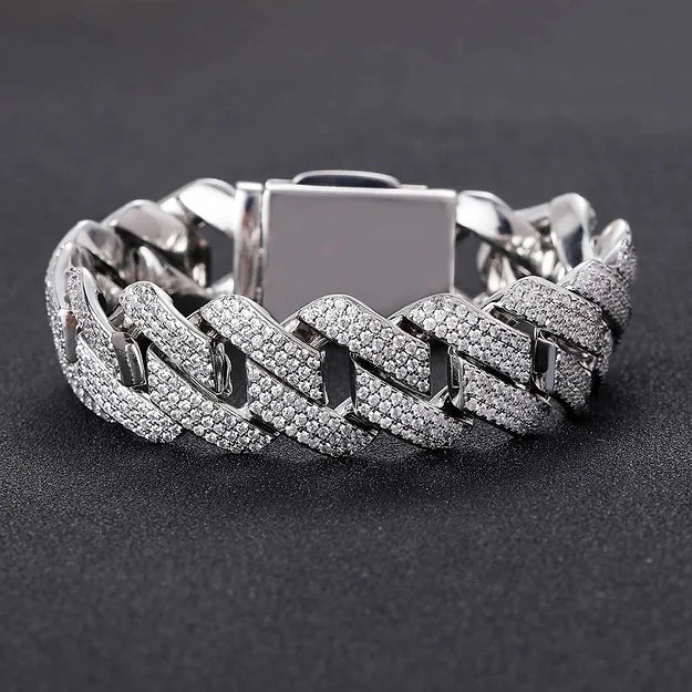 3 ROW ICED CUBAN BRACELET (Passes The Diamond Tester)