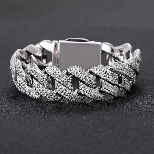 3 ROW ICED CUBAN BRACELET (Passes The Diamond Tester)