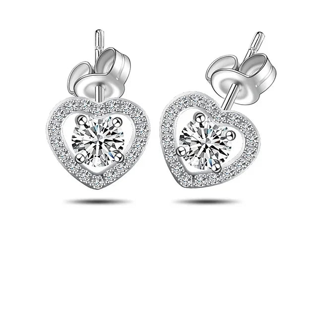 Heart Moissanite Diamond Earrings (Passes The Diamond Tester)