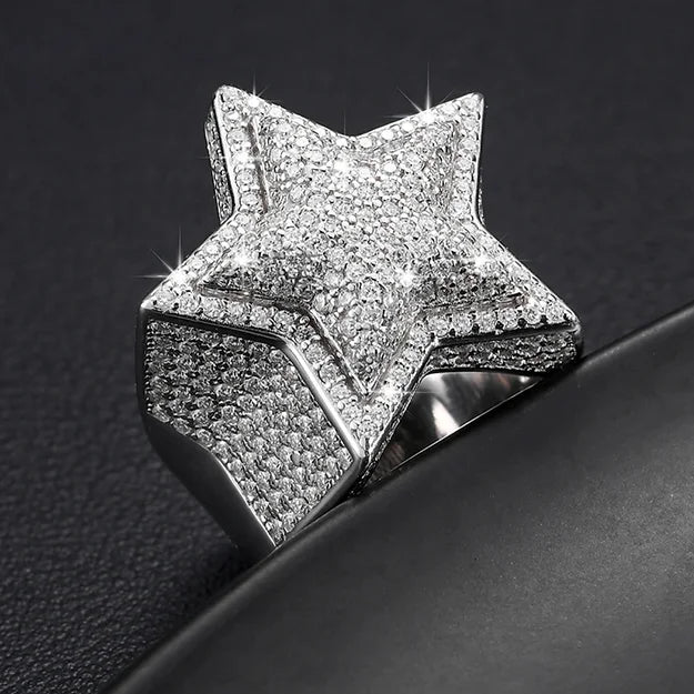 Iced Star Ring (Passes The Diamond Tester)