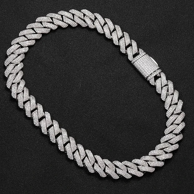 3 ROW CUBAN NECKLACE(Passes The Diamond Tester)