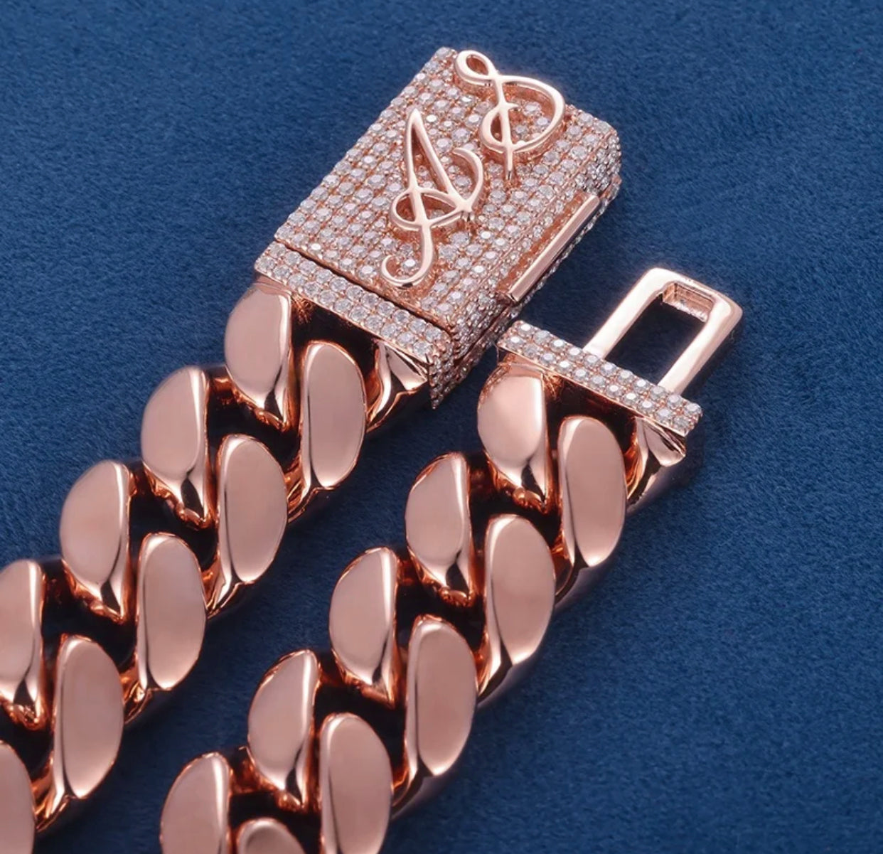 Plain Rose Gold Cuban Link Necklace (Diamond Clasp passes the Diamond tester)