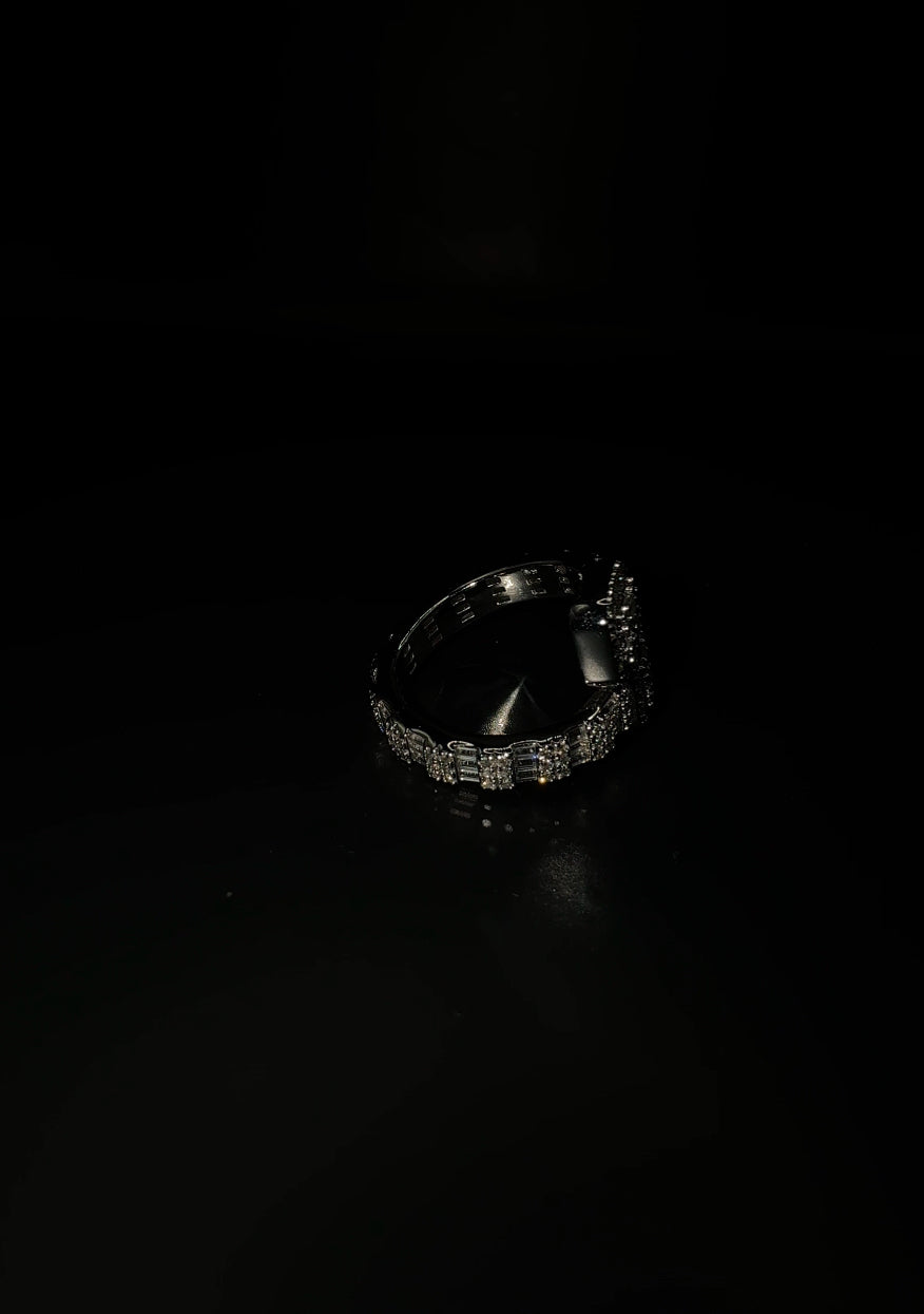 BAGUETTE BANGLE RING (Passes The Diamond Tester)