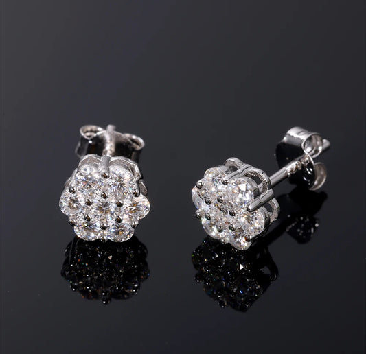 CLUSTER MOISSANITE DIAMOND EARRINGS (Passes Diamond Tester)