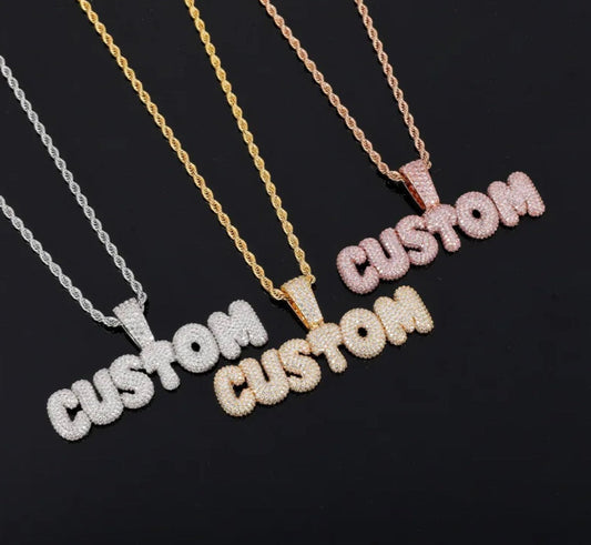 Custom Bubble Font Pendant (Passes the Diamond Tester)