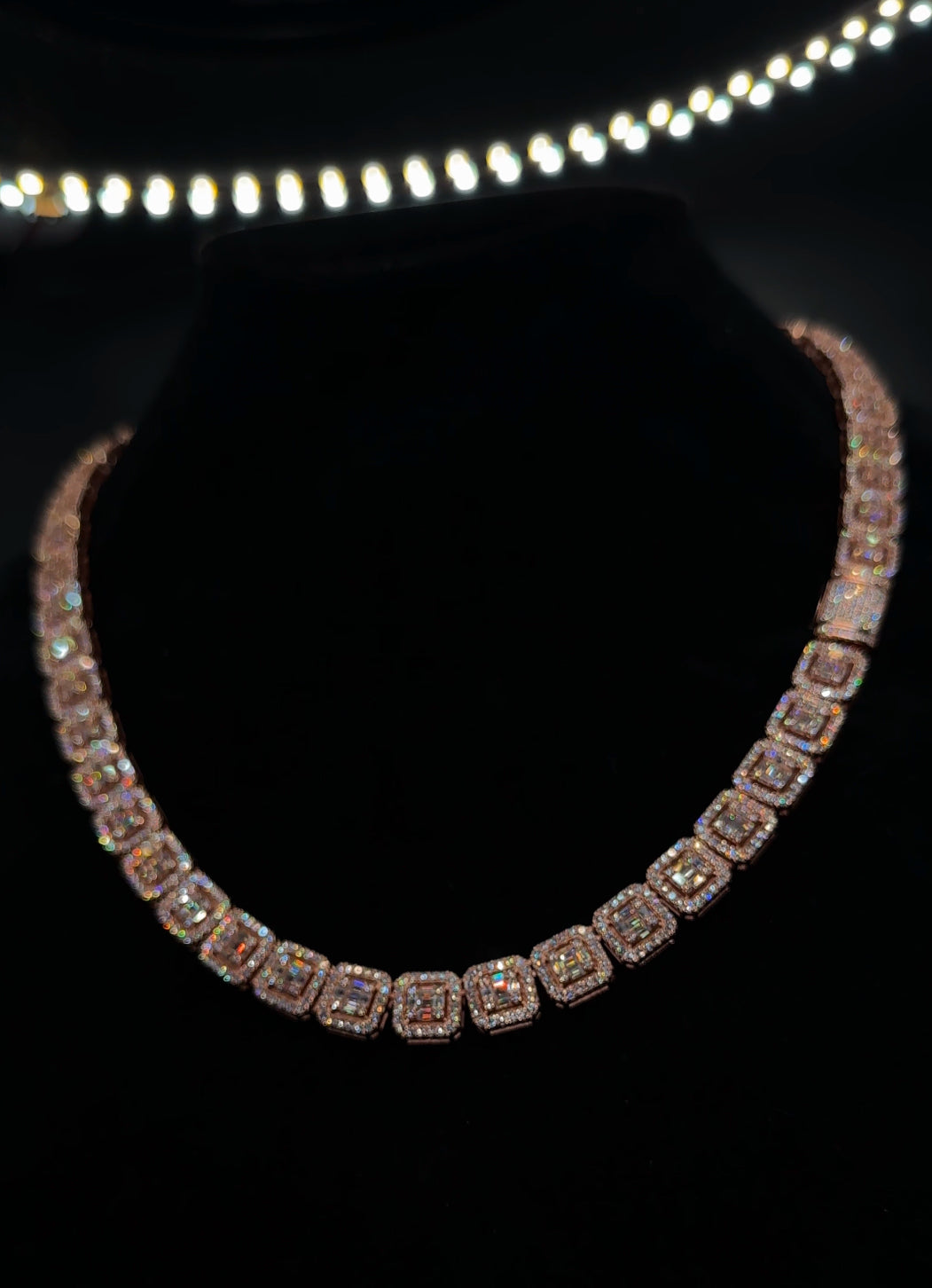 10MM CLUSTER BAGUETTE TENNIS Necklace (Passes The Diamond Tester)