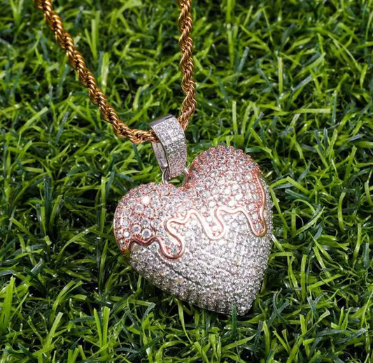 Dripping Heart Pendant (Passes the Diamond Tester)