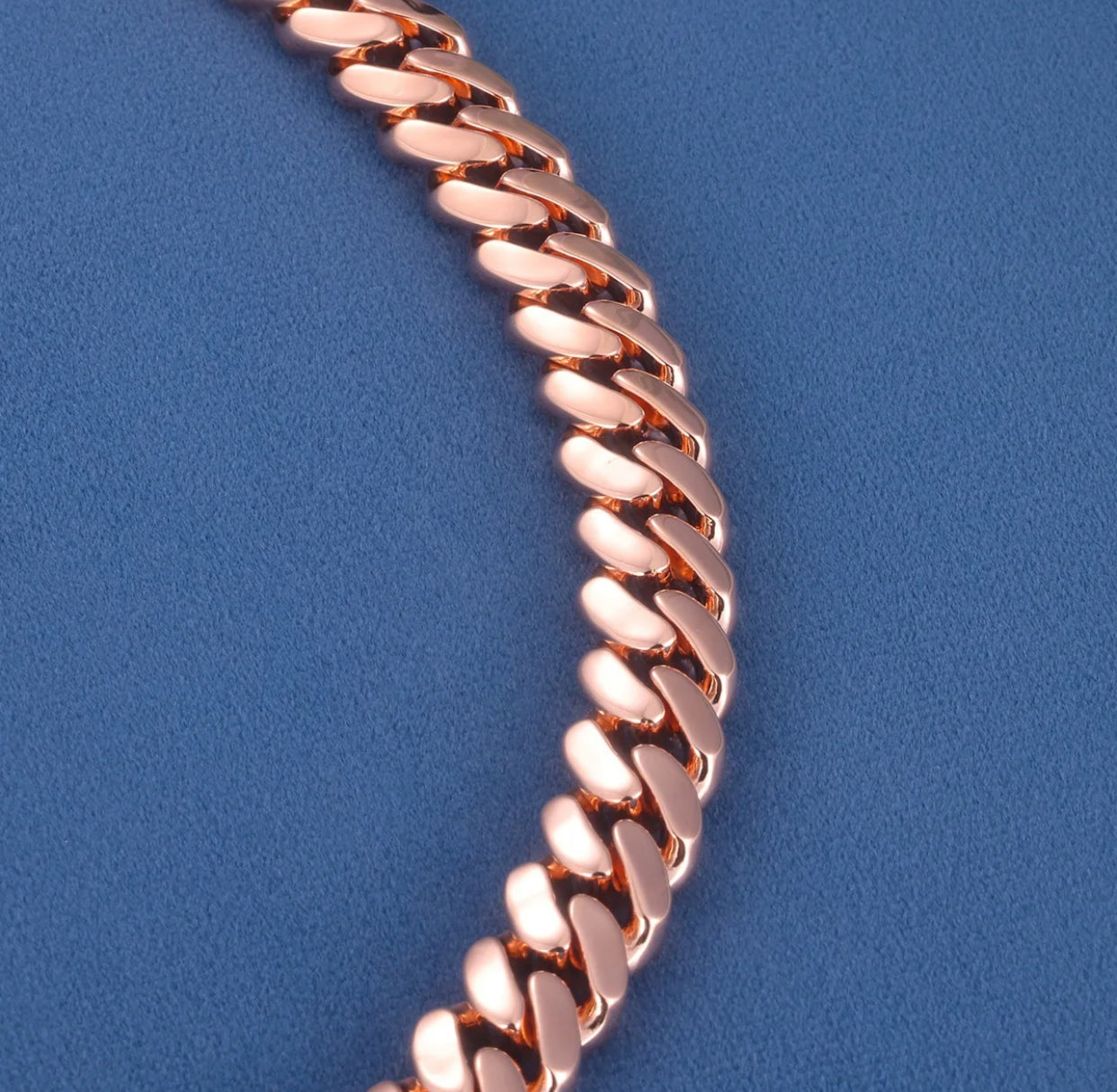 Plain Rose Gold Cuban Link Necklace (Diamond Clasp passes the Diamond tester)