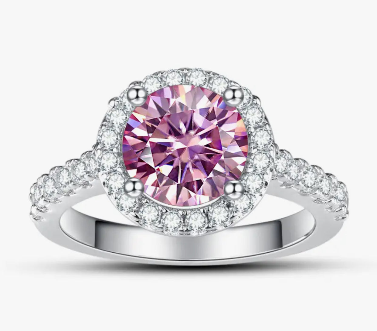 Pink Halo Ring (Passes the Diamond Tester)