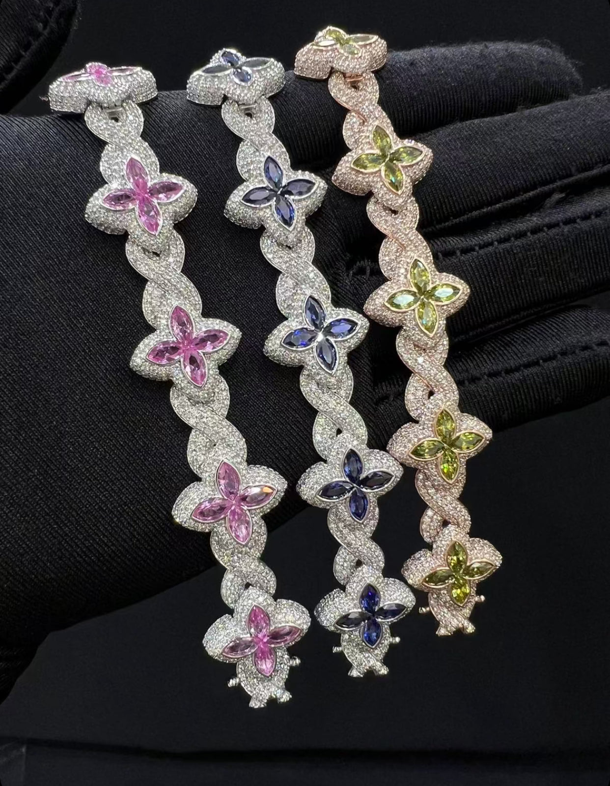 FLORAL COLORED BRACELET (Passes the Diamond Tester)