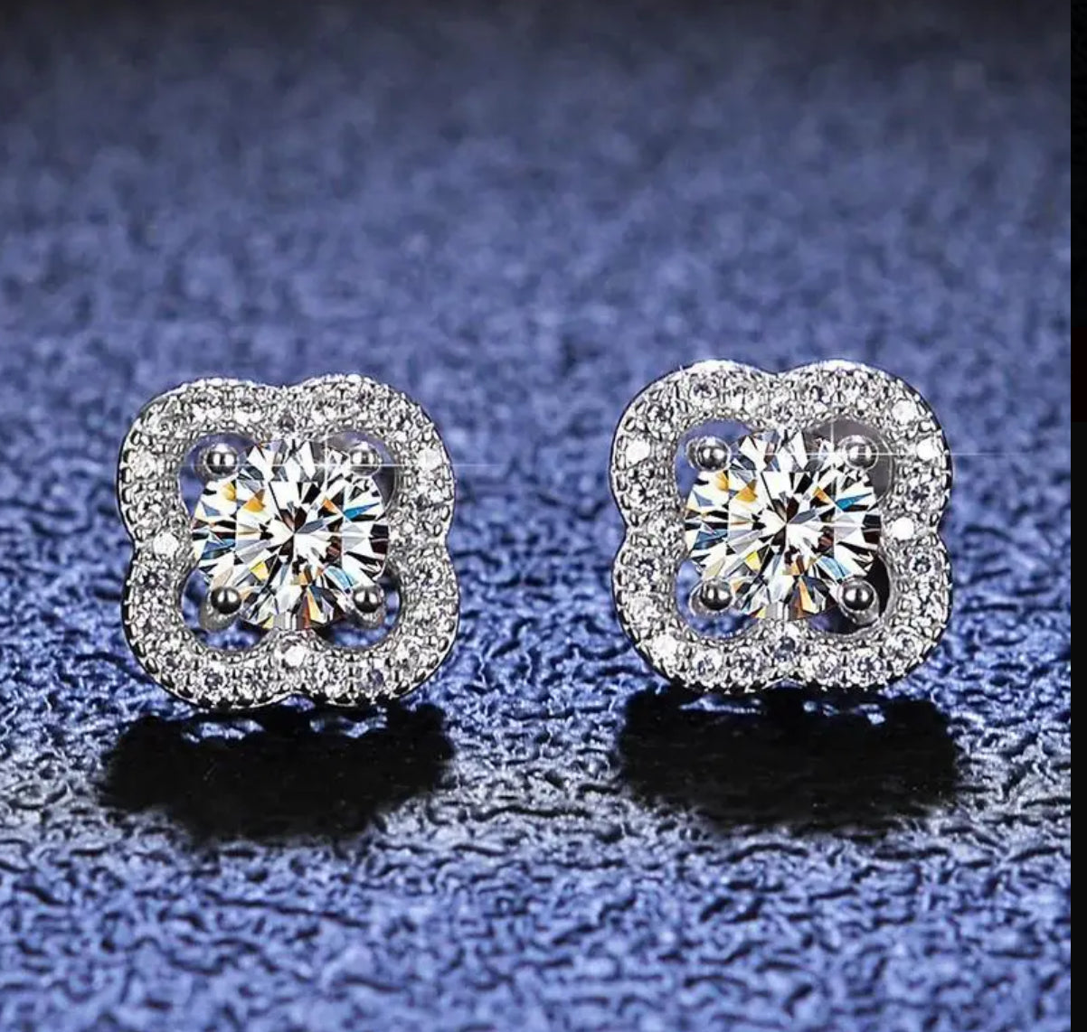 4 CLOVER HALO MOISSANITE DIAMOND EARRINGS (Passes Diamond Tester)