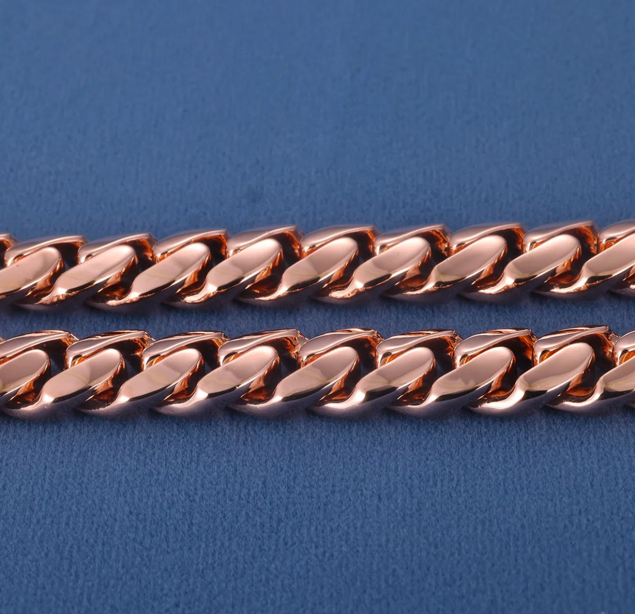 Plain Rose Gold Cuban Link Necklace (Diamond Clasp passes the Diamond tester)