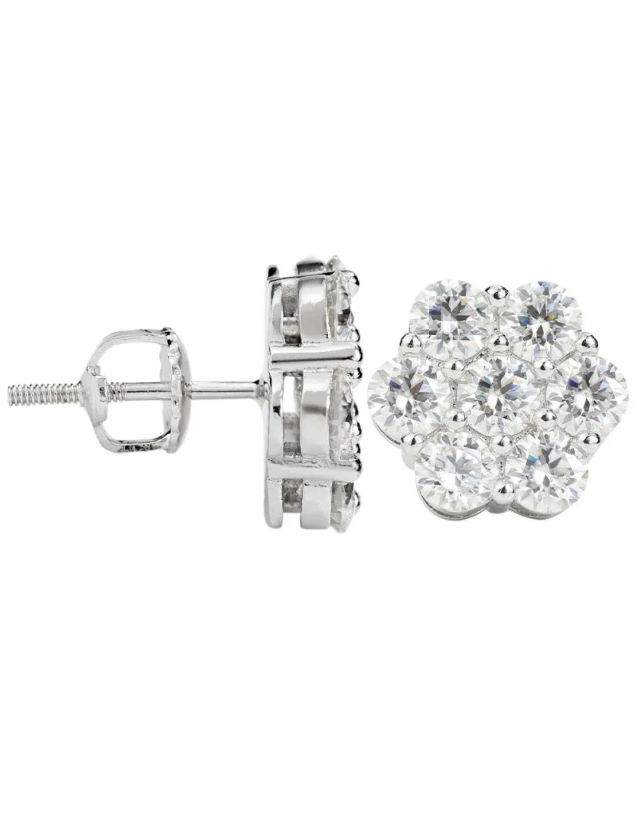 CLUSTER MOISSANITE DIAMOND EARRINGS (Passes Diamond Tester)