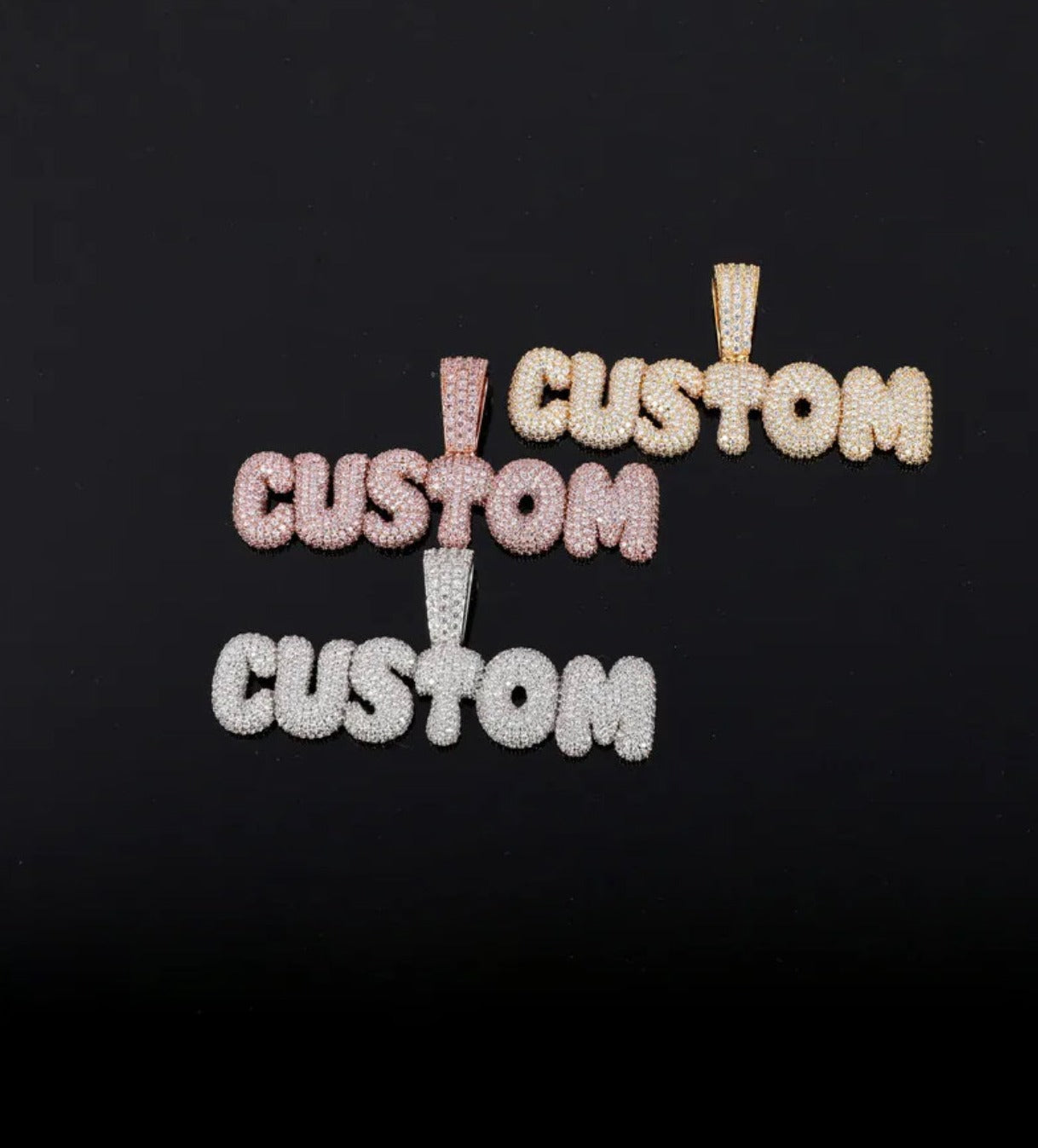 Custom Bubble Font Pendant (Passes the Diamond Tester)