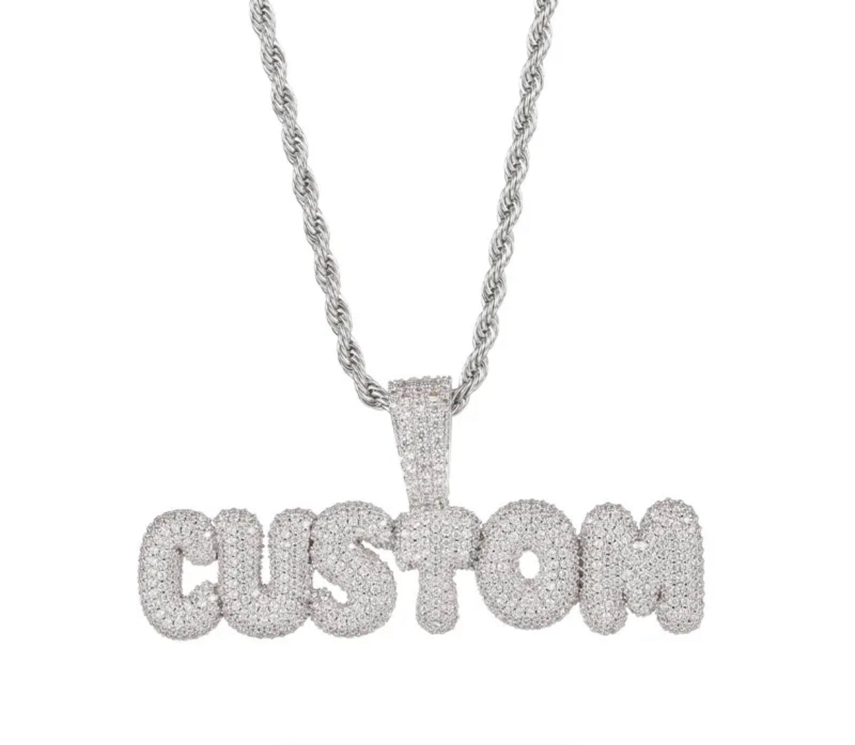 Custom Bubble Font Pendant (Passes the Diamond Tester)