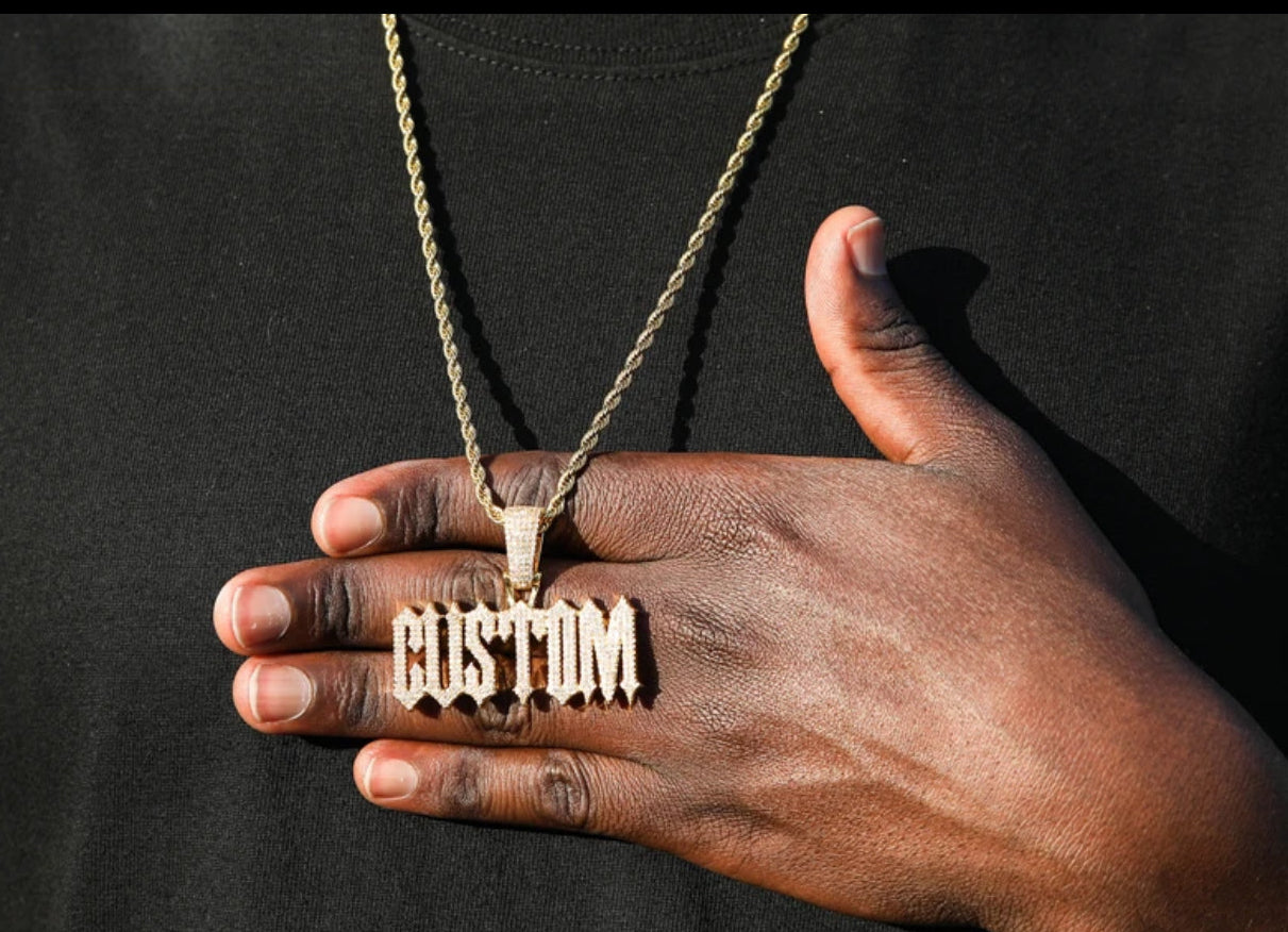 Unisex Custom Trap Font Pendant (Passes the Diamond Tester)