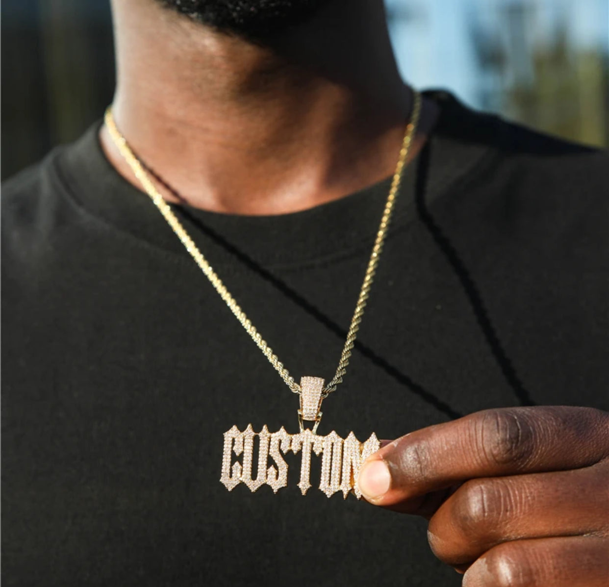 Unisex Custom Trap Font Pendant (Passes the Diamond Tester)