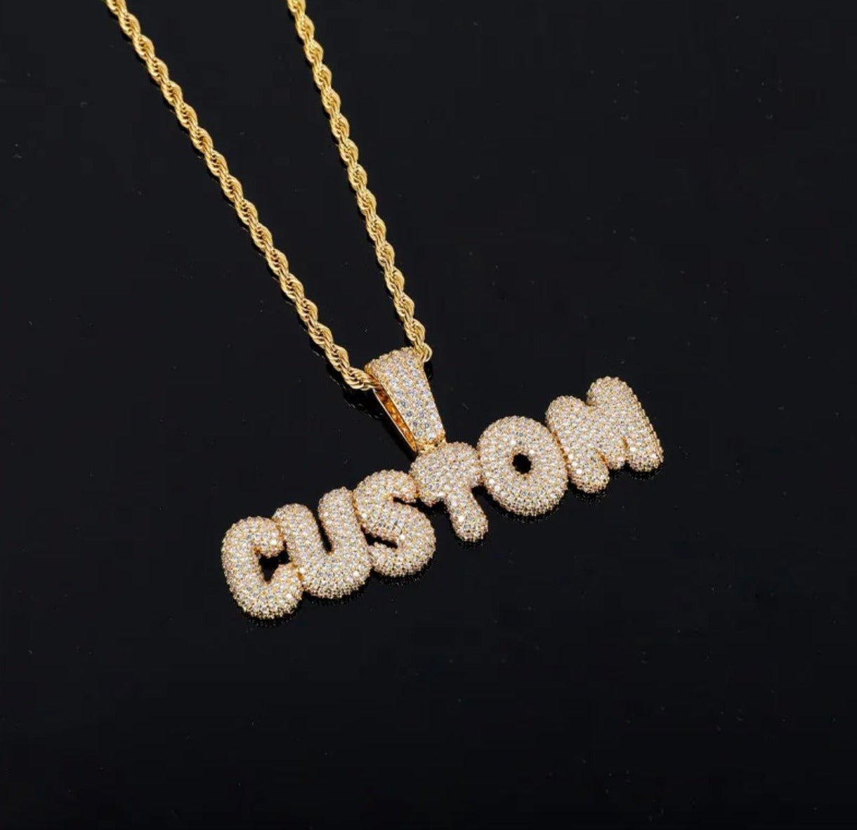 Custom Bubble Font Pendant (Passes the Diamond Tester)