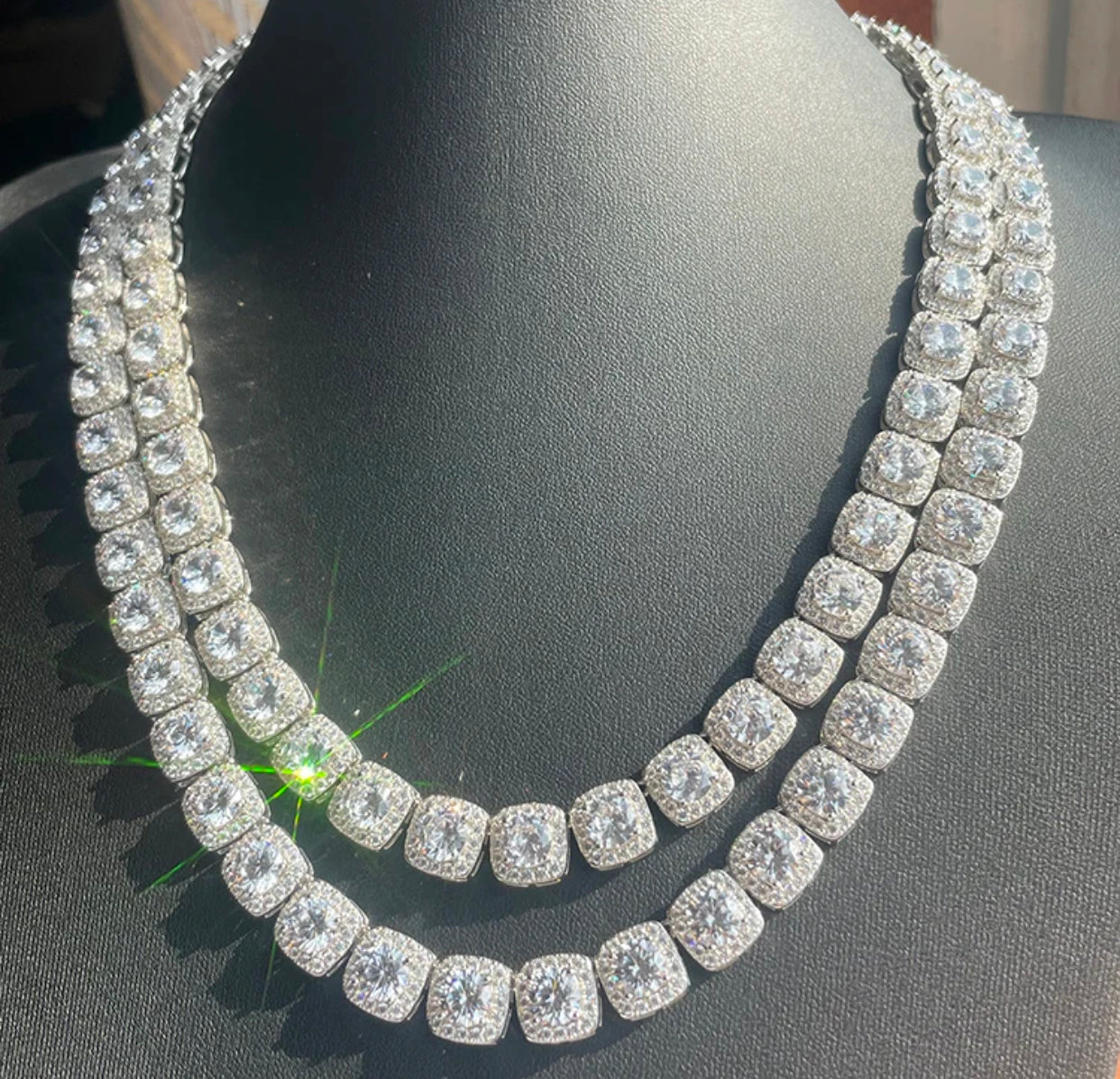 10MM CLUSTER TENNIS Necklace (Passes The Diamond Tester)