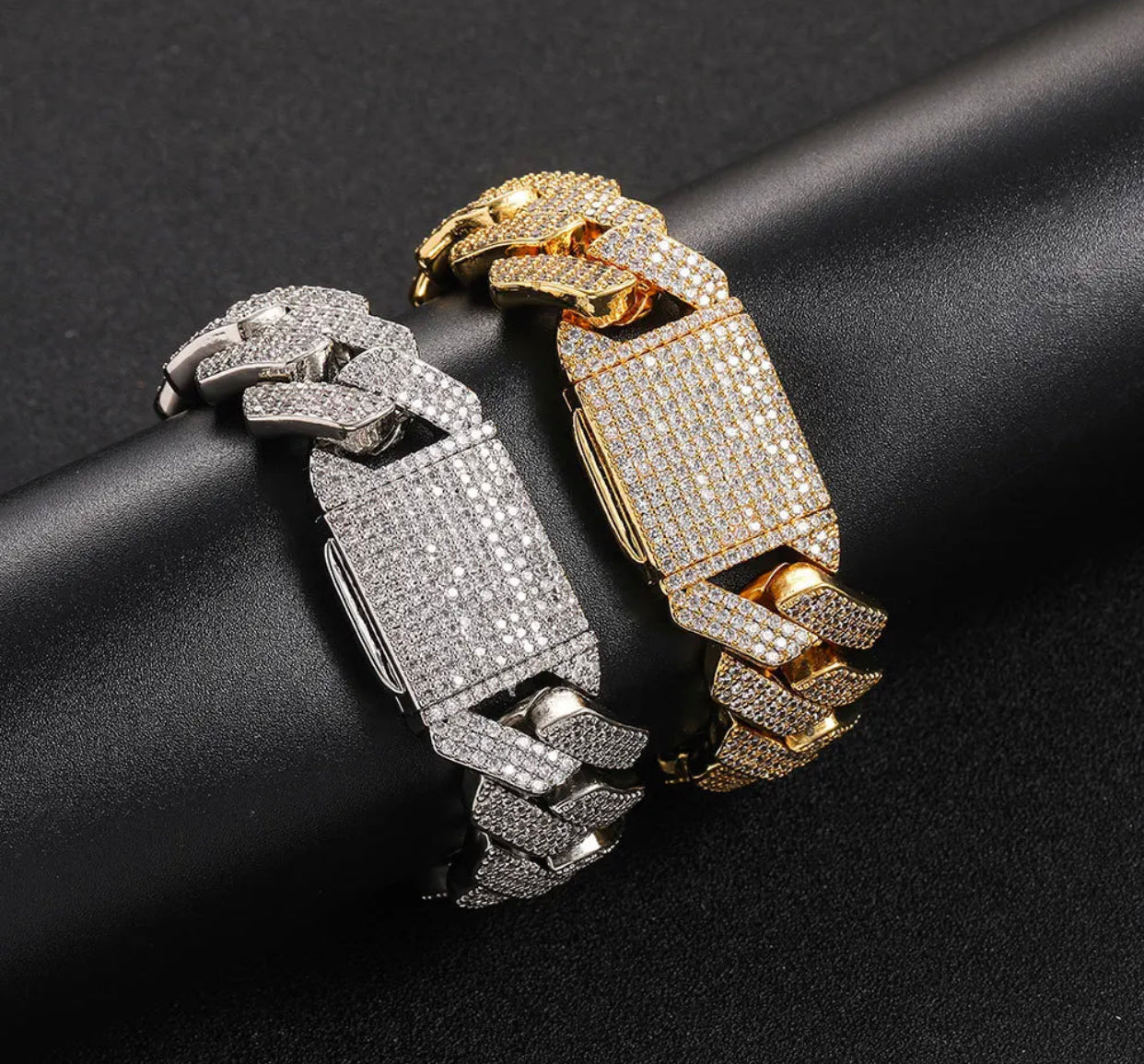 3 ROW ICED CUBAN BRACELET (Passes The Diamond Tester)