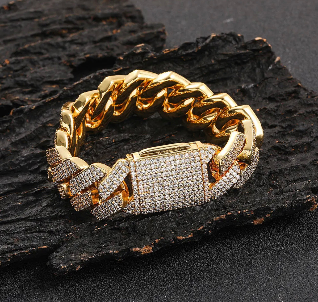 3 ROW ICED CUBAN BRACELET (Passes The Diamond Tester)