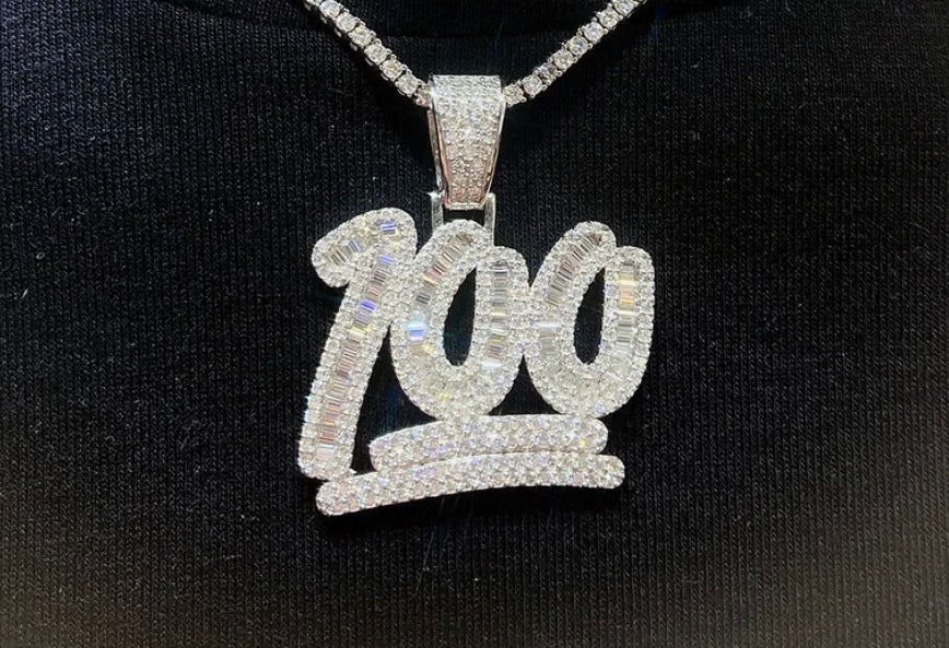 ICED BAGUETTE 100  PENDANT (Passes the Diamond tester)