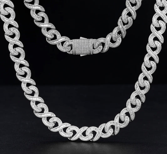 Infinity Baguette Link Chain Necklace (Passes the Diamond Tester)