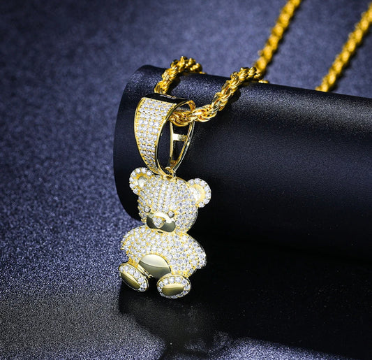 Iced Teddy Pendant (Passes the Diamond tester)