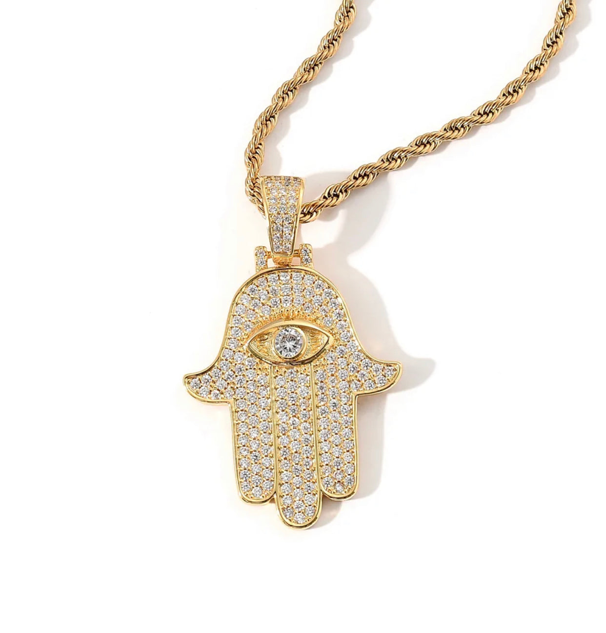 Iced Hamsa Pendant (Passes the Diamond tester)