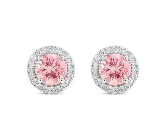 ROSE HALO MOISSANITE EARRINGS (Passes Diamond Tester)