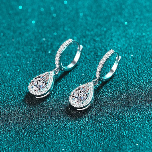 PEAR TEAR DROP MOISSANITE DIAMOND EARRINGS (Passes Diamond Tester)