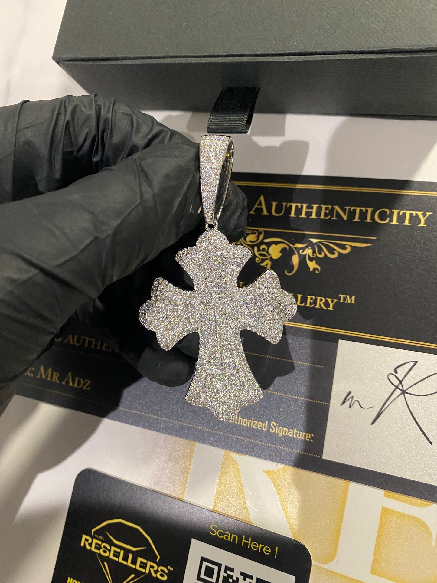 Flooded Iced Cross Pendant (Passes The Diamond tester)