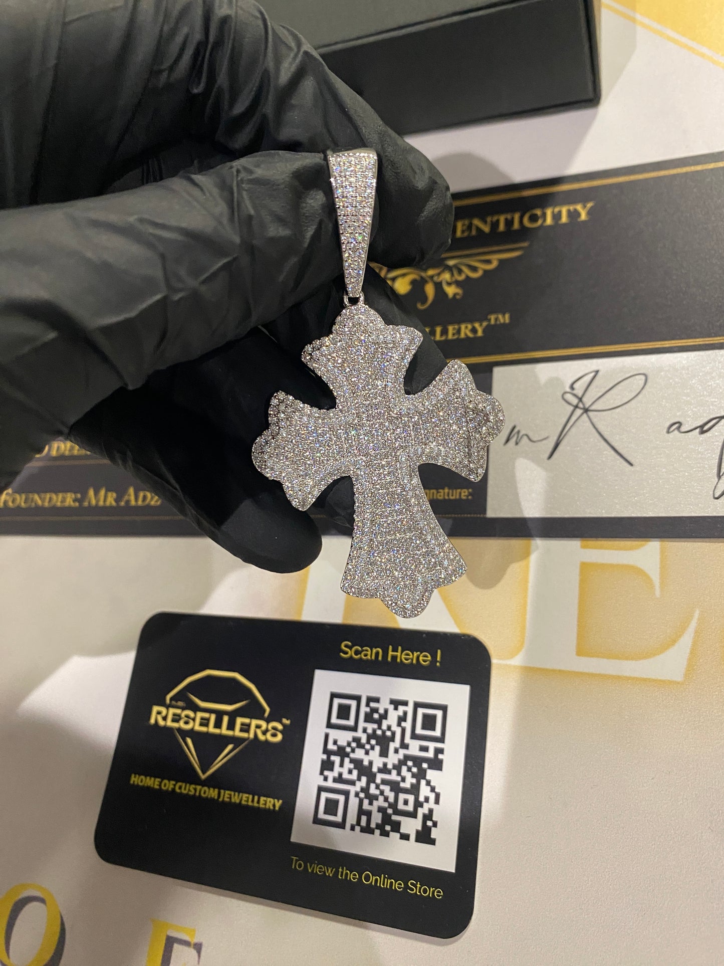 Flooded Iced Cross Pendant (Passes The Diamond tester)