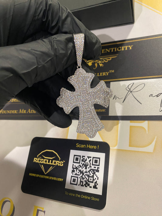 Flooded Iced Cross Pendant (Passes The Diamond tester)