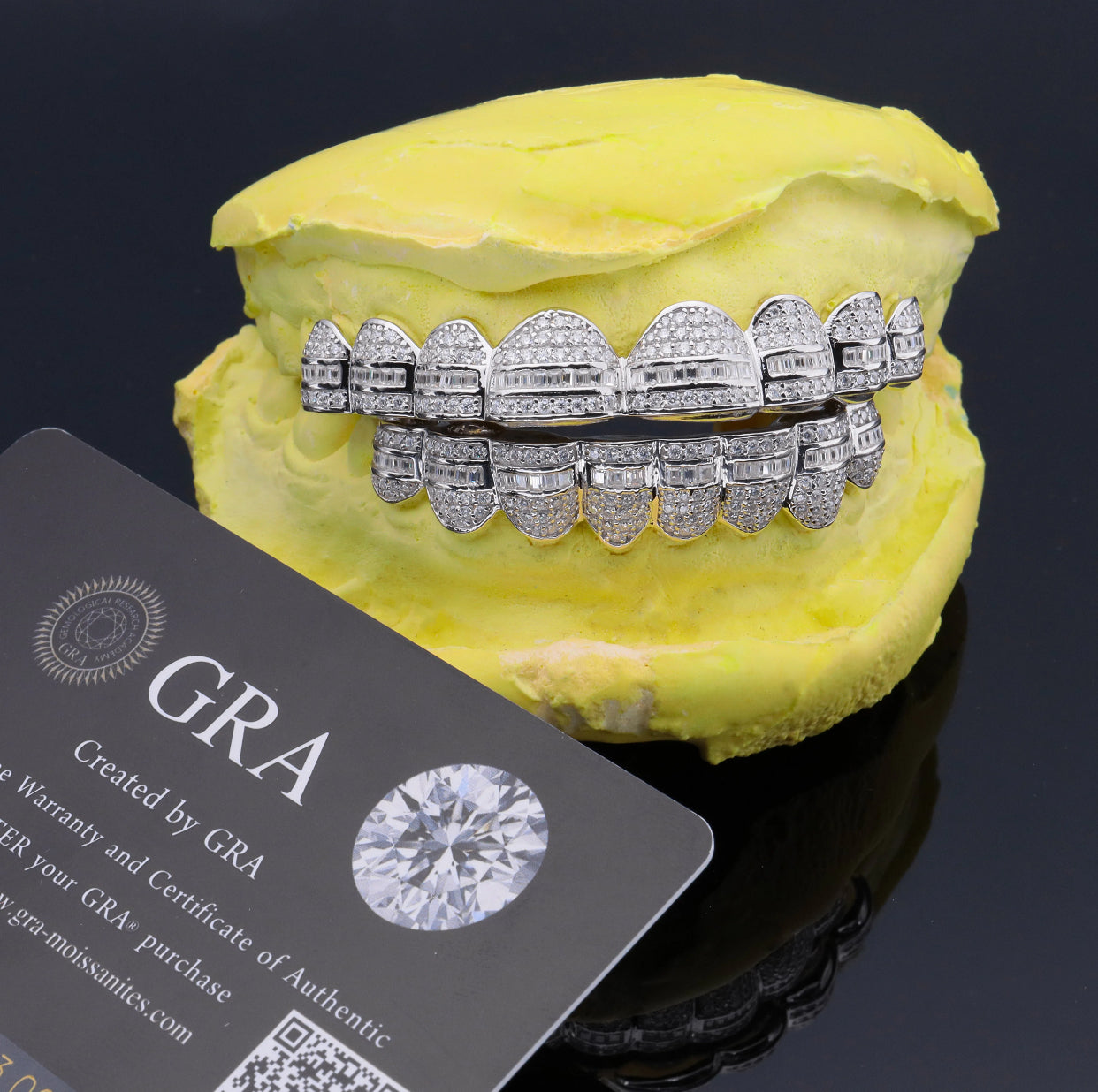 Middle Cut Iced Out Silver Grillz (Passes The Diamond Tester)