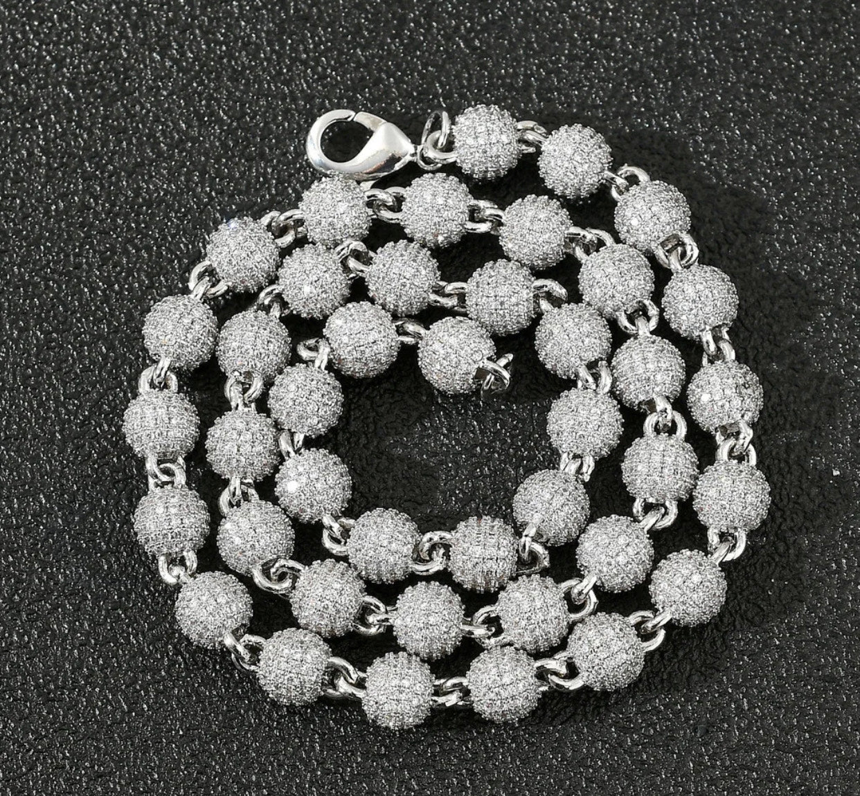 6MM ICED BALL NECKLACE (Passes The Diamond Tester)