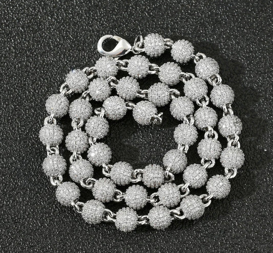 6MM ICED BALL NECKLACE (Passes The Diamond Tester)