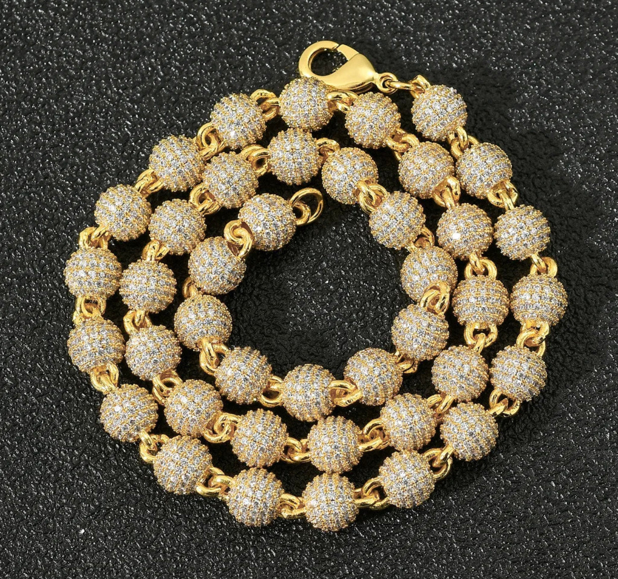 6MM ICED BALL NECKLACE (Passes The Diamond Tester)